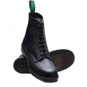 NEW SOLOVAIR men's 8 eye derby boots in black greasy